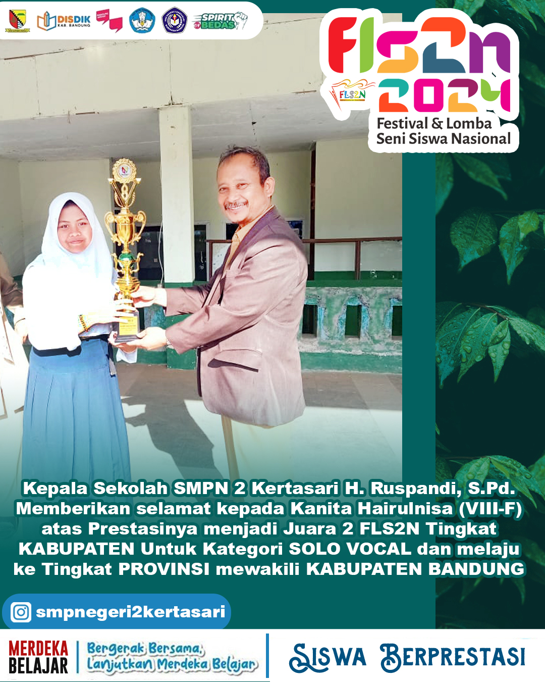 Juara 2 FLS2N Solo Vocal Tingkat Kabupaten Bandung